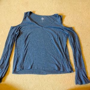 purple/blue cold shoulder top